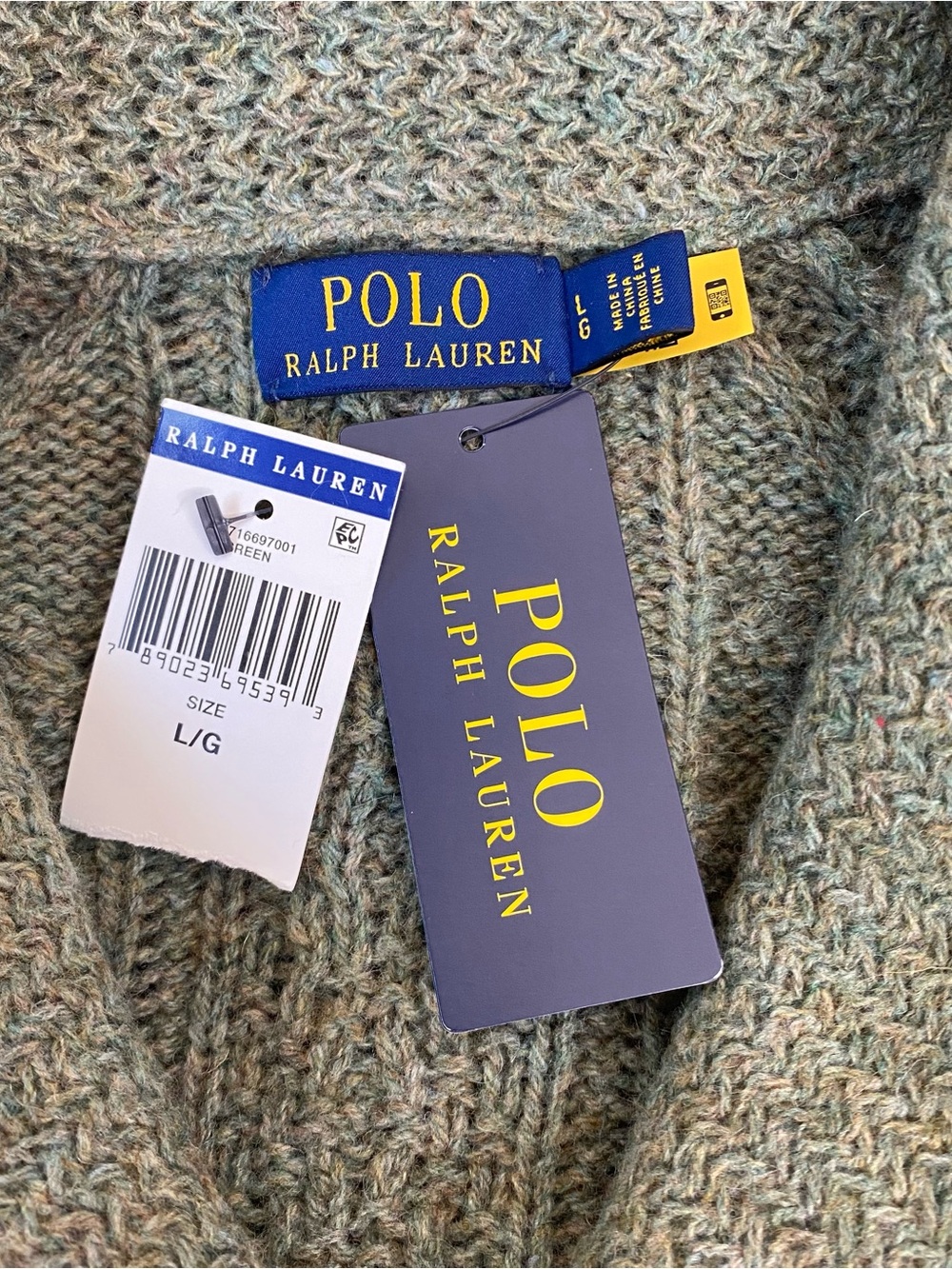 Polo by Ralph Lauren Men’s Shawl Collar Cable Wool-Cashmere Blend Cardigan Large - Picture 11 of 12